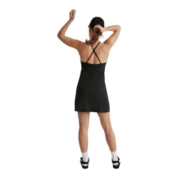 Madewell NWT Flex Activewear CrossBack Dress with Built in Shorts Sz S in Black - Picture 1 of 16